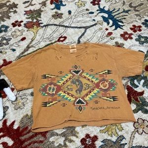 cute vintage cropped burnt orange tshirt from sedona arizona